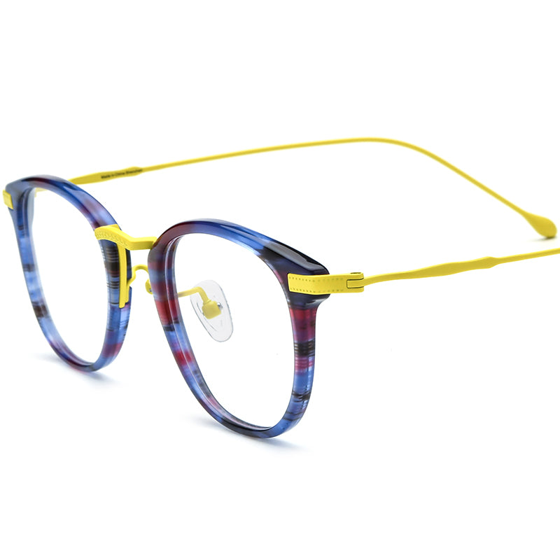 Vintage Square Acetate Titanium Optical Glasses Frame - Gold - MCROONS