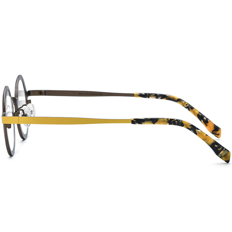 Colourful Titanium Round Optical Glasses Frame - MCROONS - side view