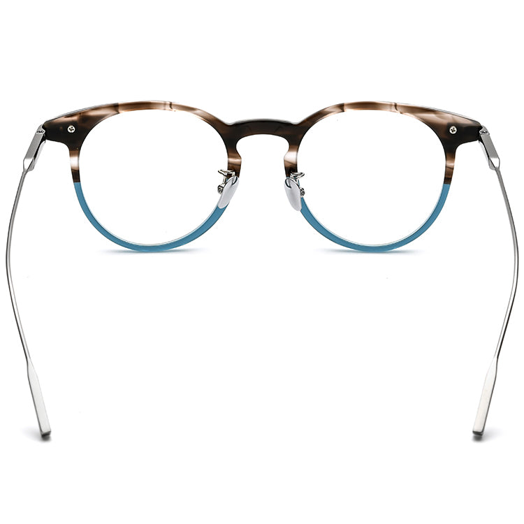 Two-Tone Acetate Titanium Round Glasses Frame - MCROONS - back view