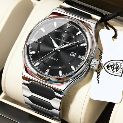 Poedagar 967 Men's Luxury Quartz Watch – Stainless Steel Band, Waterproof, Luminous, Date