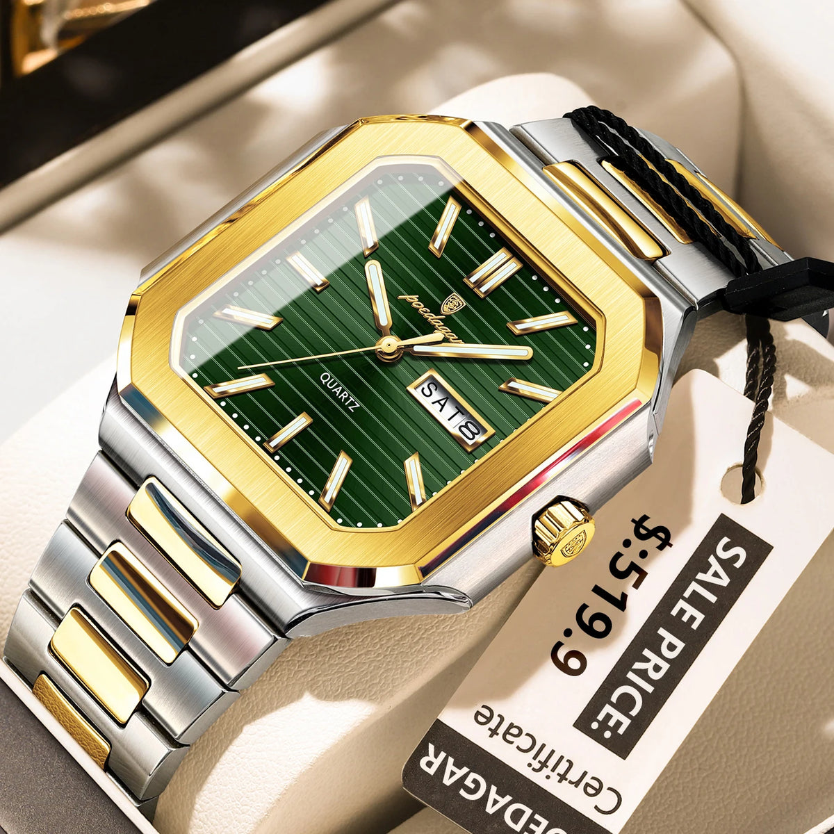 Poedagar 672 Men's Luxury Quartz Watch – Stainless Steel Band, Waterproof, Luminous, Date