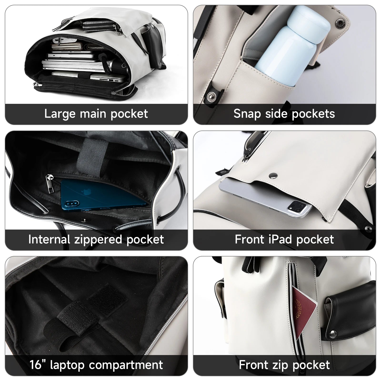 Mochila Vegan Leather Vintage Teenagers Daily School Backpack Laptop Backpack for Boys Faux Pu Leather Man Backpack