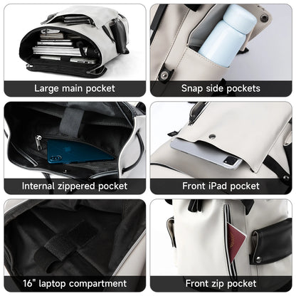 Mochila Vegan Leather Vintage Teenagers Daily School Backpack Laptop Backpack for Boys Faux Pu Leather Man Backpack