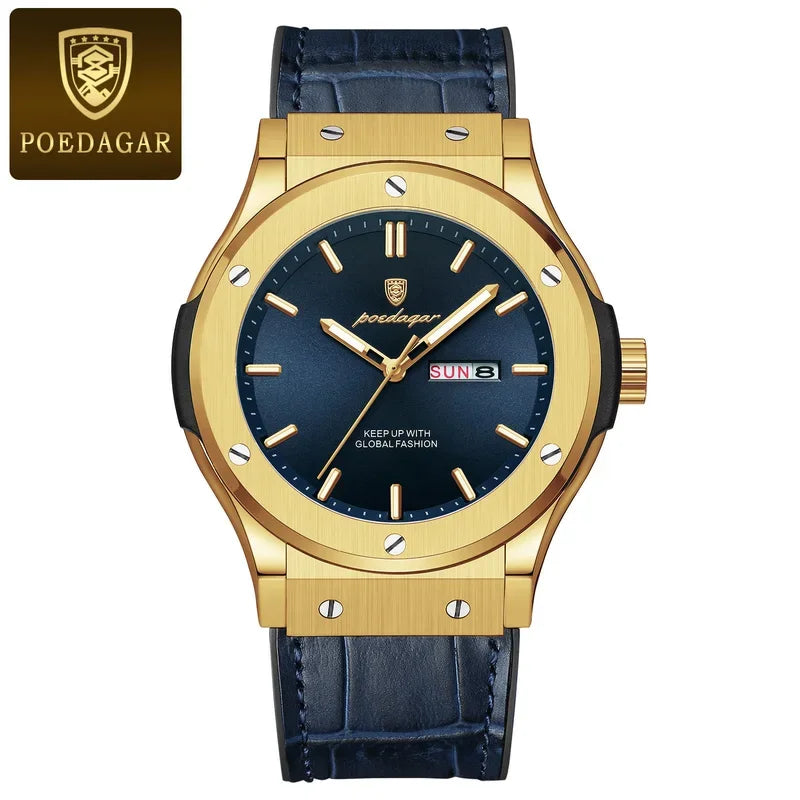 Poedagar 952 Men's Luxury Quartz Watch – Silicone Strap, Waterproof, Luminous, Date