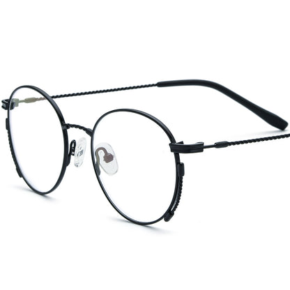 Retro Lightweight Titanium Round Optical Glasses - Black - MCROONS