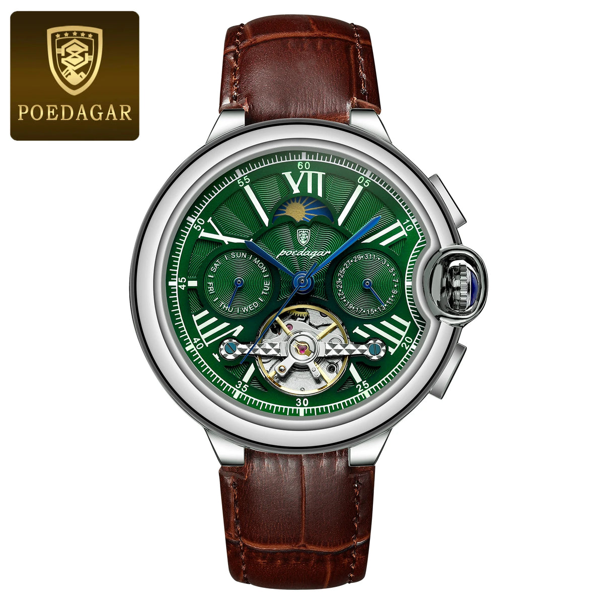 Poedagar 1413 Men's Luxury Automatic Mechanical Watch – Stainless Steel Band, Waterproof, Luminous