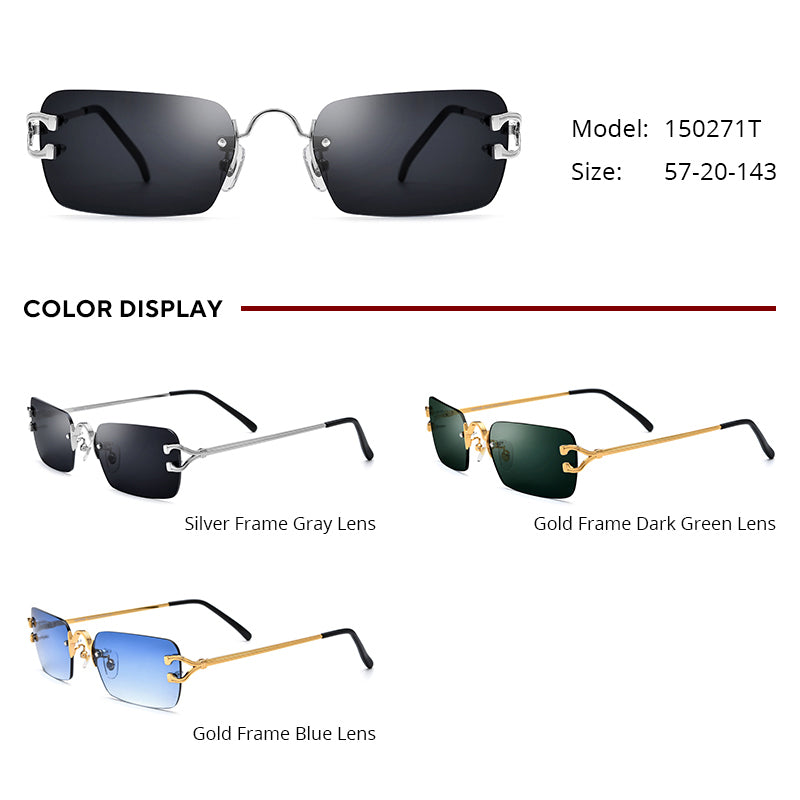 Rimless Metal Alloy Sunglasses - MCROONS - angle view