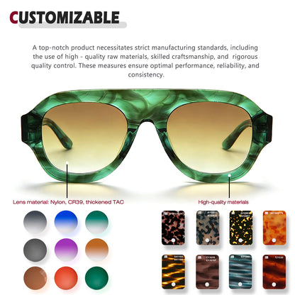 MCROONS Classic Square Acetate Sunglasses — CR39 Lens, Unisex
