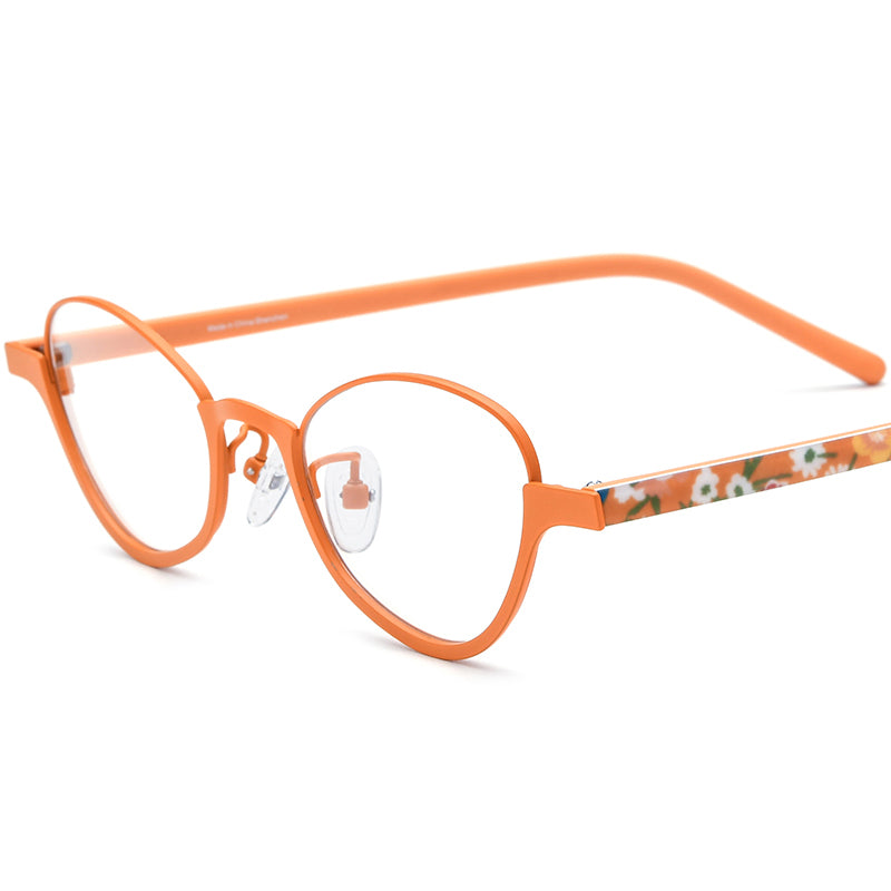 Acetate Titanium Cat Eye Optical Glasses Frame - Orange - MCROONS