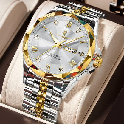 Poedagar 698 Men's Luxury Quartz Watch – Stainless Steel Band, Waterproof, Luminous, Date