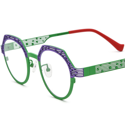 Colourful Titanium Cat Eye Optical Glasses Frame Vintage - Purple Green - MCROONS