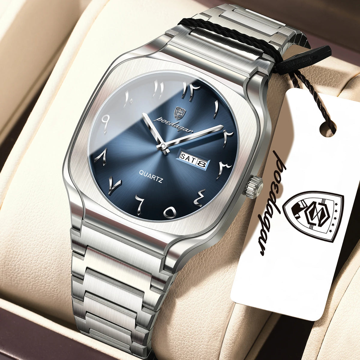 Poedagar 616 Men's Luxury Quartz Watch – Stainless Steel Band, Waterproof, Luminous, Date