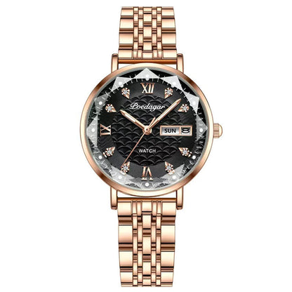 Poedagar 3011 Women's Luxury Quartz Watch – Stainless Steel Band, Waterproof, Luminous, Date