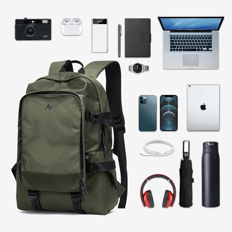 MOYYI Oxford Camping Travel Backpack Waterproof Large Outdoor Hiking Backpacks 17.3 Inch Laptop Backpack for Men