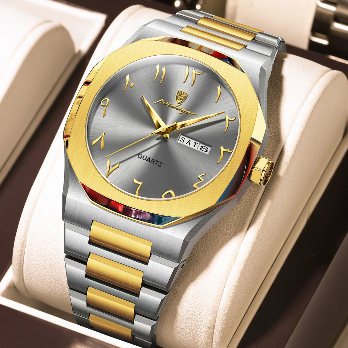 Poedagar 830 Men's Luxury Quartz Watch – Stainless Steel Band, Waterproof, Luminous, Date
