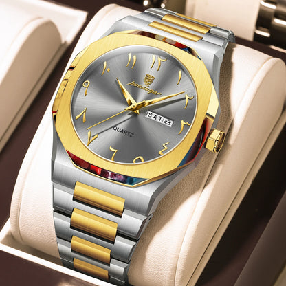 Poedagar 830 Men's Luxury Quartz Watch – Stainless Steel Band, Waterproof, Luminous, Date