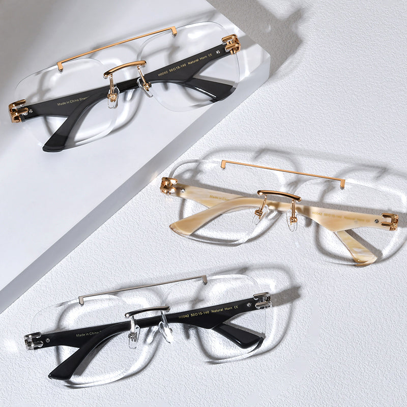Oversize Buffalo Horn Optical Glasses - MCROONS - side view