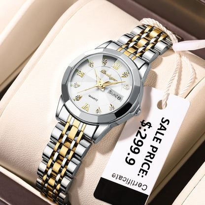 Poedagar 3076 Women's Luxury Quartz Watch – Stainless Steel Band, Waterproof, Luminous, Date