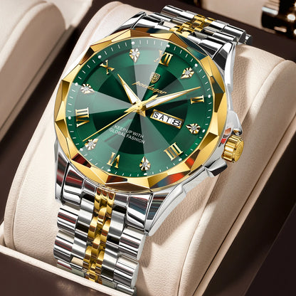 Poedagar 698 Men's Luxury Quartz Watch – Stainless Steel Band, Waterproof, Luminous, Date