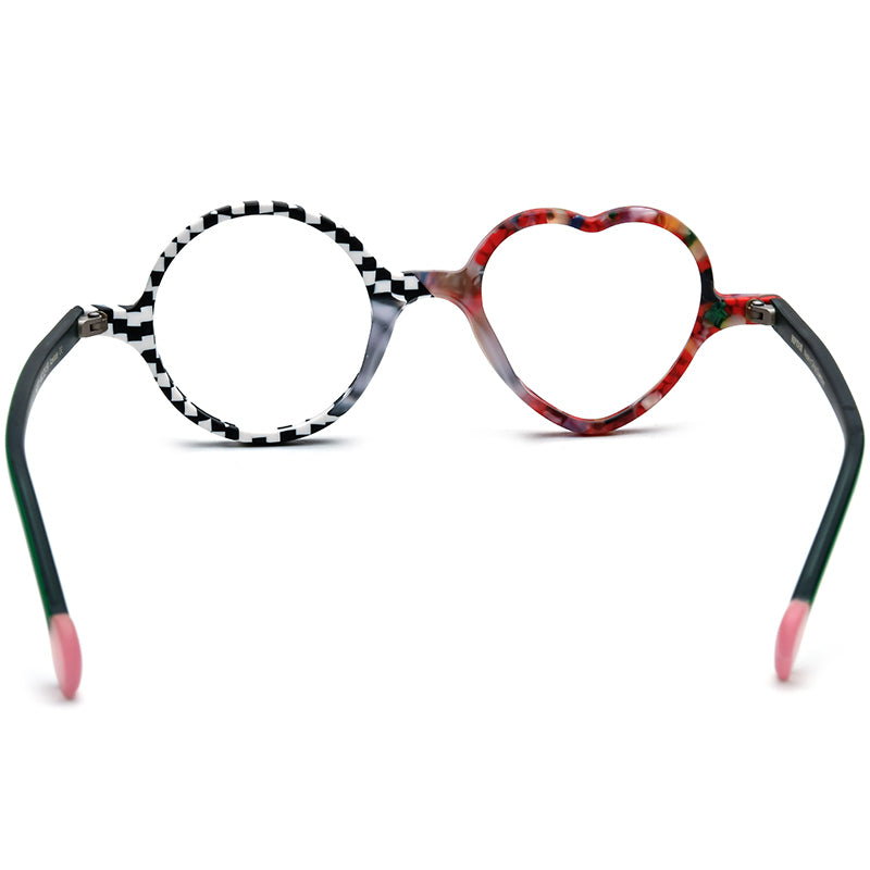 Playful Heart-Round Two-Tone Acetate Optical Glasses Frame - MCROONS - back view