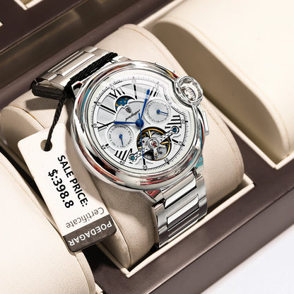 Poedagar 1413 Men's Luxury Automatic Mechanical Watch – Stainless Steel Band, Waterproof, Luminous