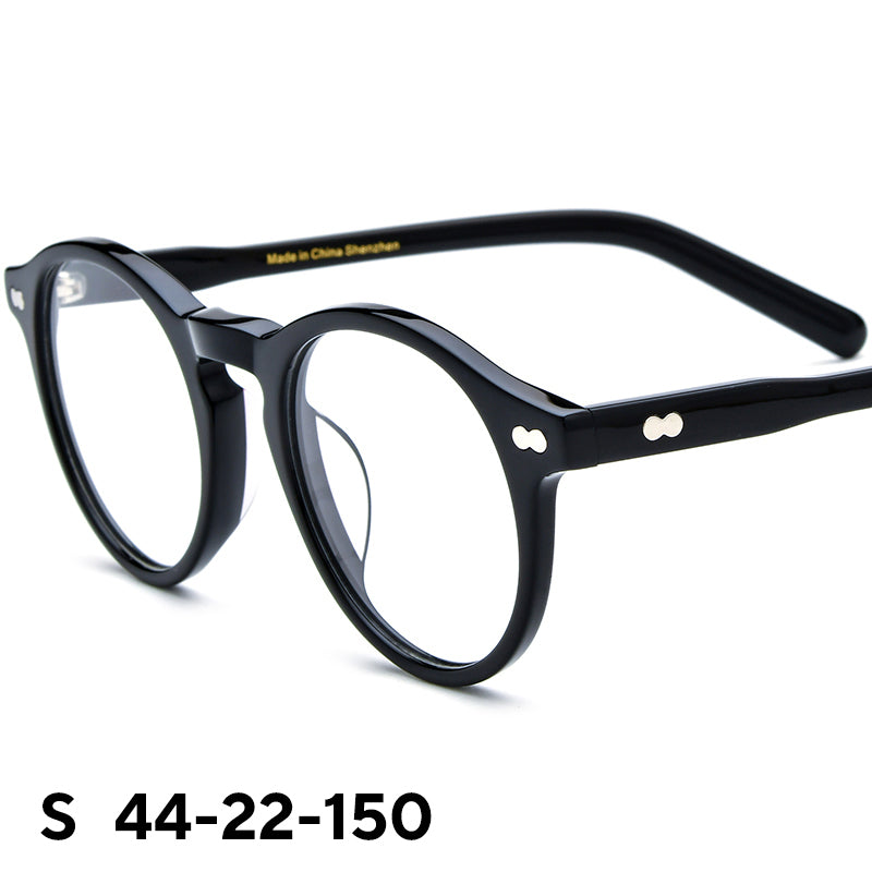Retro Round Acetate Optical Glasses Frame Designer - Black - MCROONS