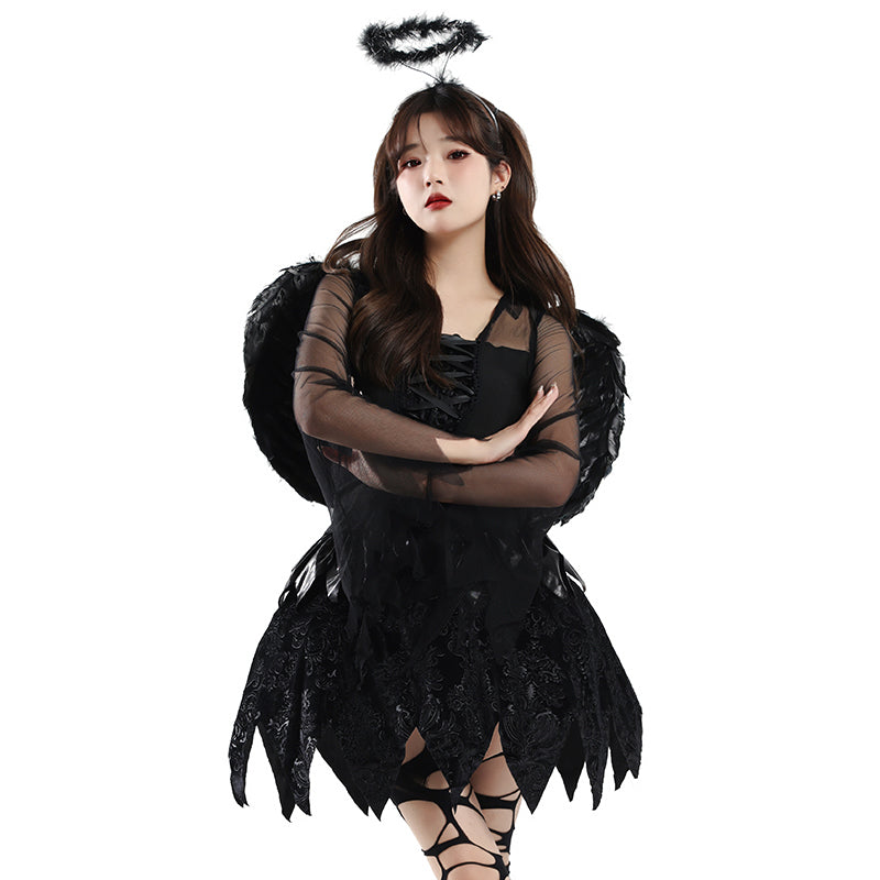 Black Angel Demon Wings detail