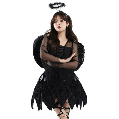 Black Angel Demon Wings detail