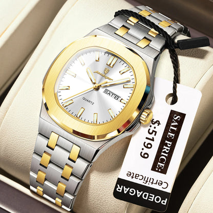 Poedagar 792 Women's Luxury Quartz Watch – Stainless Steel Band, Waterproof, Luminous, Date
