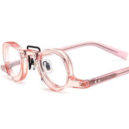 Vintage Round Acetate Optical Glasses Frame - Pink - MCROONS