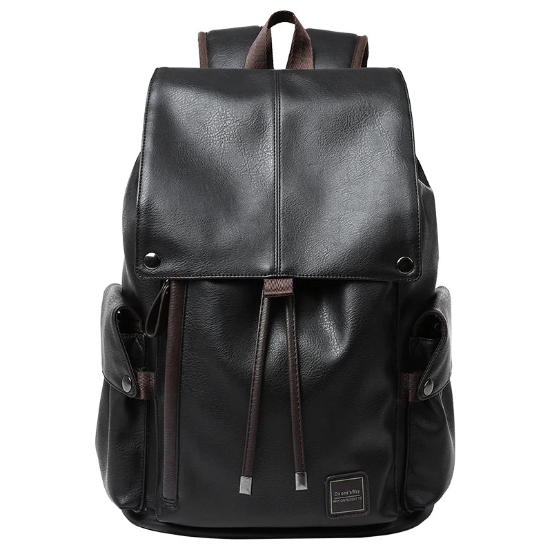 PU Leather Backpack Outdoor School College Bag for Men Laptop Leather Backpack