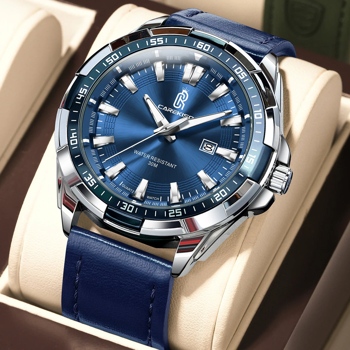 Poedagar C103 Men's Luxury Quartz Watch – Leather Strap, Waterproof, Luminous, Date