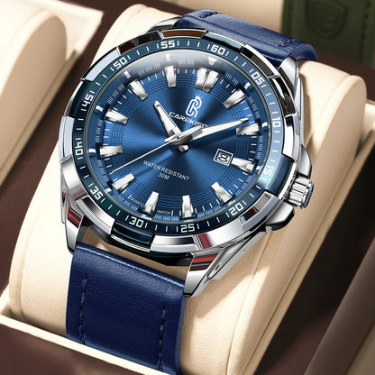 Poedagar C103 Men's Luxury Quartz Watch – Leather Strap, Waterproof, Luminous, Date