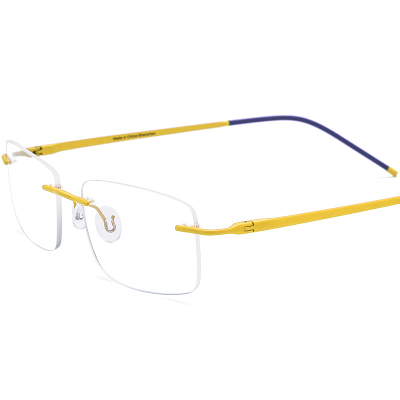 Rimless Titanium Square Optical Glasses Frame Ultralight - Yellow - MCROONS