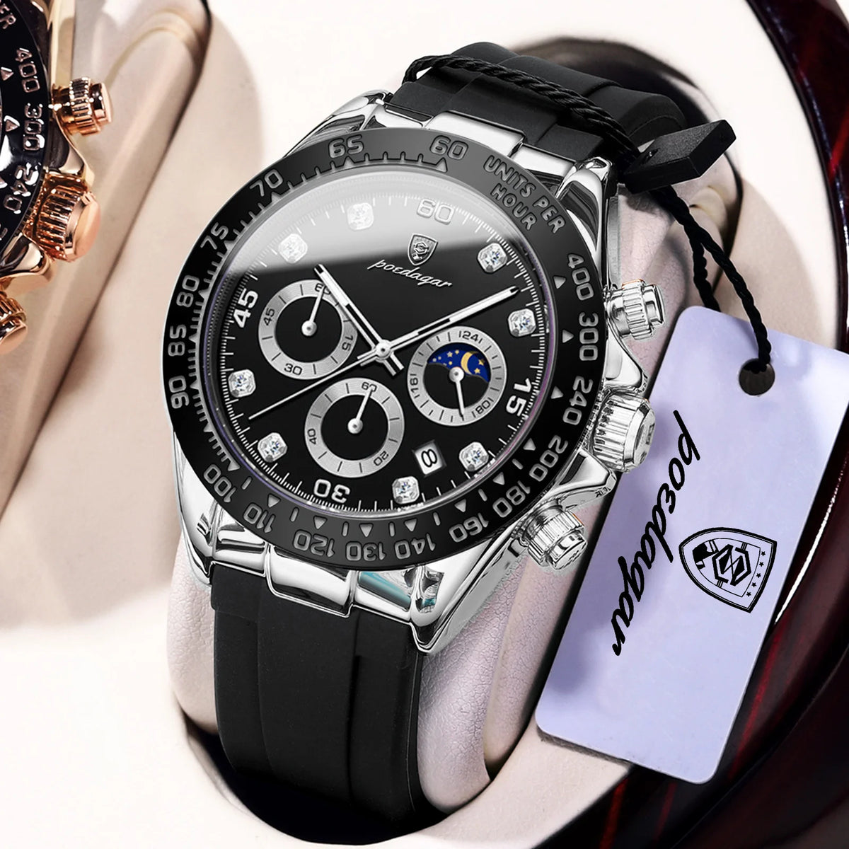 Poedagar 629 Men's Luxury Chronograph Quartz Watch – Silicone Strap, Waterproof, Luminous, Date