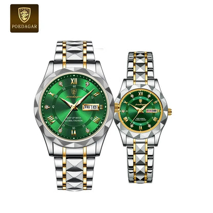 Poedagar Women's Luxury Quartz Watch – Stainless Steel Band, Waterproof, Luminous, Date