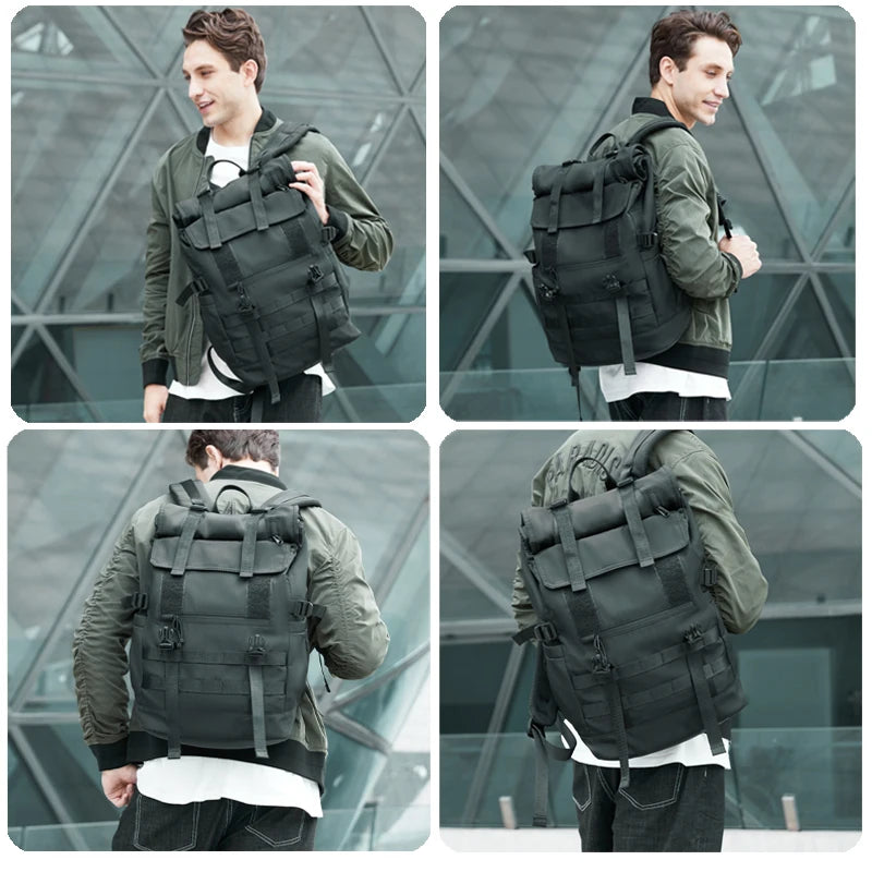 Wholesale anti Theft Expandable Rucksack Travel 17' Laptop Backpack Convertible Techwear Roll Top Backpack