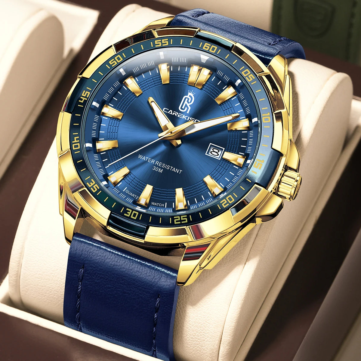 Poedagar C103 Men's Luxury Quartz Watch – Leather Strap, Waterproof, Luminous, Date