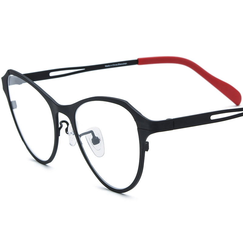 Colourful Titanium Cat Eye Optical Glasses Frame - Black - MCROONS