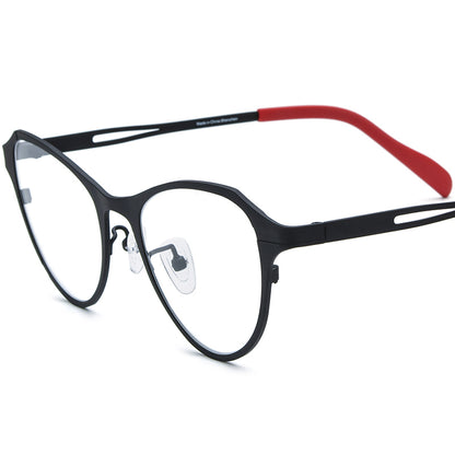 Colourful Titanium Cat Eye Optical Glasses Frame - Black - MCROONS
