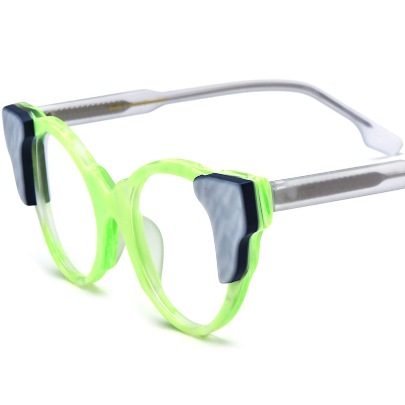 Matte Acetate Cat Eye Optical Glasses Frame Vintage - Green - MCROONS
