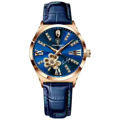 Poedagar 328 Women's Luxury Quartz Watch – Leather Strap, Waterproof, Date
