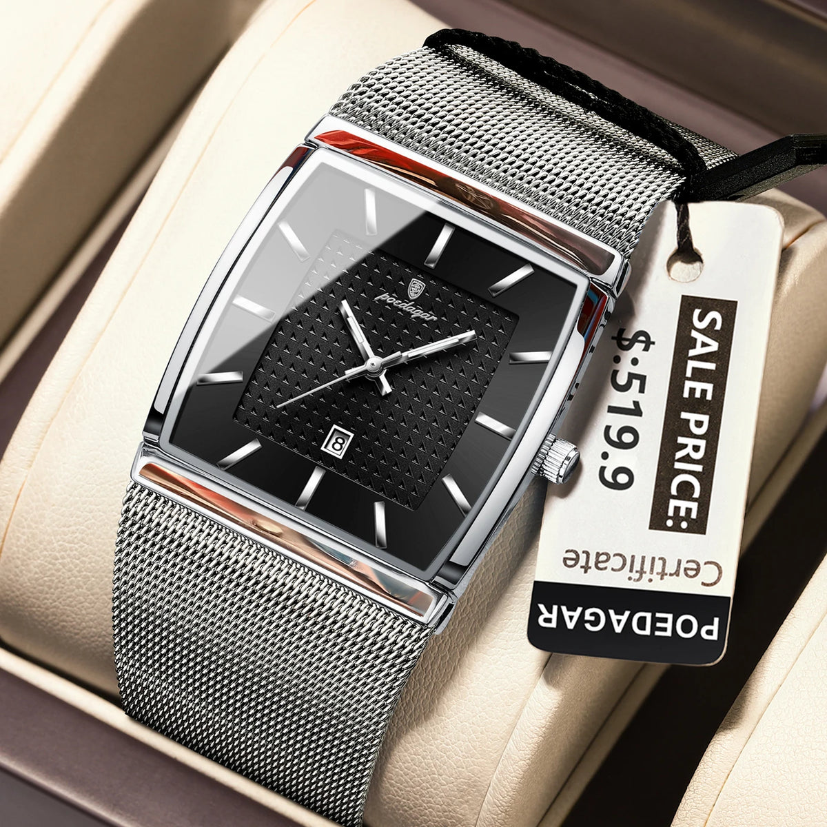 Poedagar 885 Men's Luxury Quartz Watch – Stainless Steel Band, Waterproof, Luminous, Date