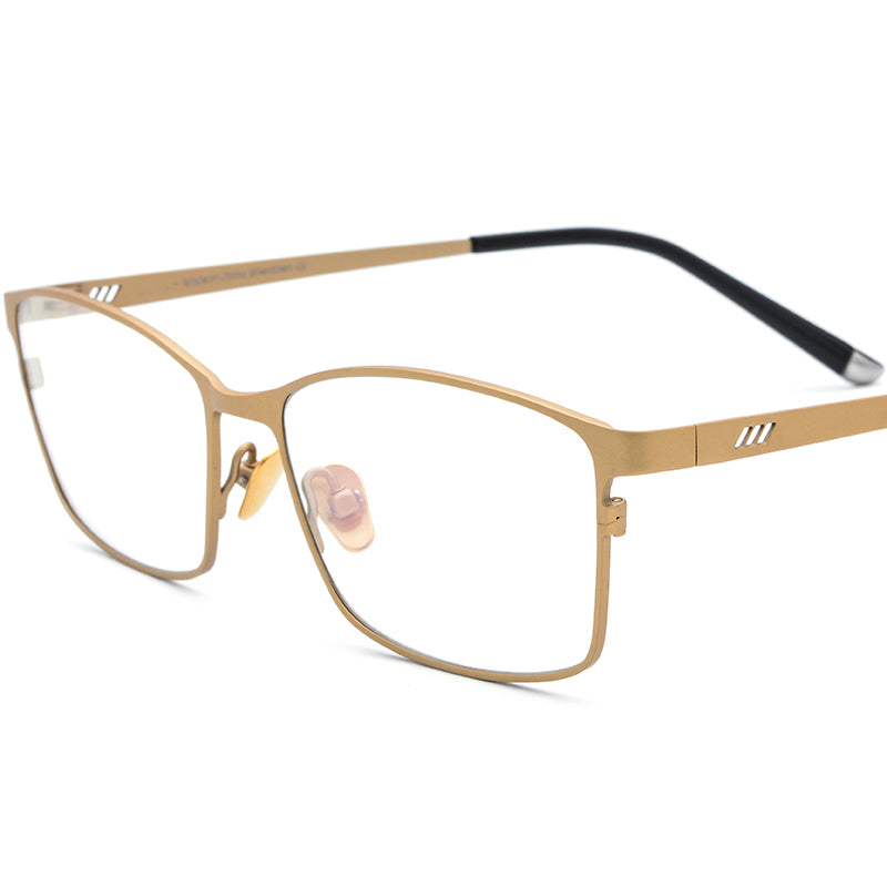 New Designer Pure Titanium Square Optical Glasses Frame - Gold - MCROONS