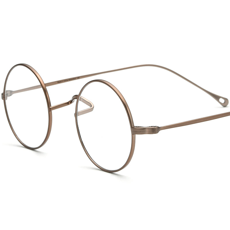 Retro Round Titanium Optical Glasses Frame - Brown - MCROONS