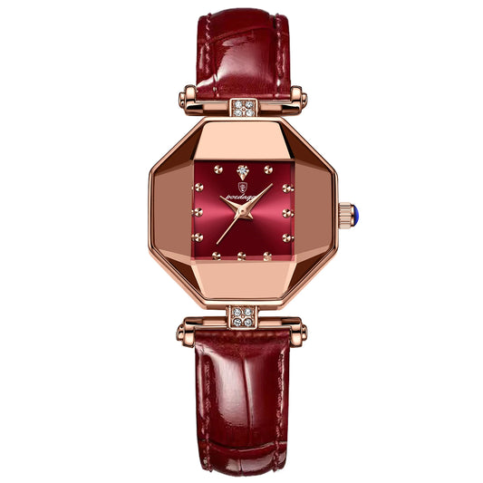 Poedagar 368 Women's Luxury Quartz Watch – Leather Strap, Waterproof