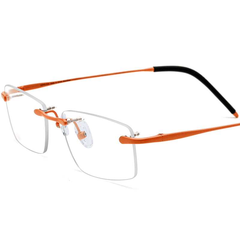 Rimless Titanium Square Sports Optical Glasses Ultralight - Orange - MCROONS