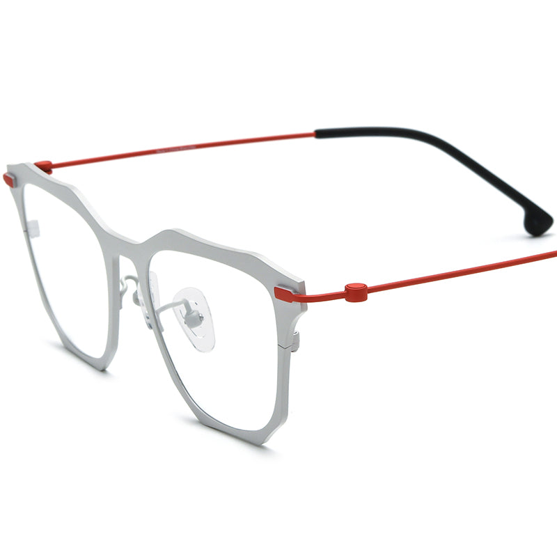 Colourful Titanium Square Optical Glasses Vintage - Silver - MCROONS