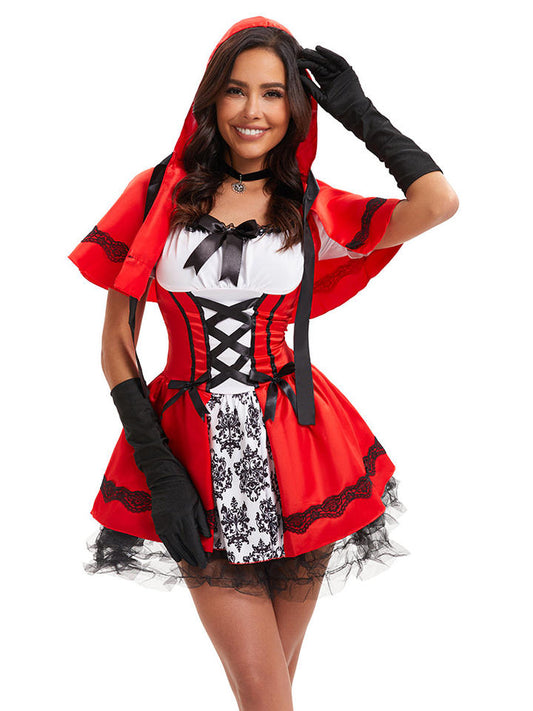 Red Hooded Cape Fairytale Costume Dress