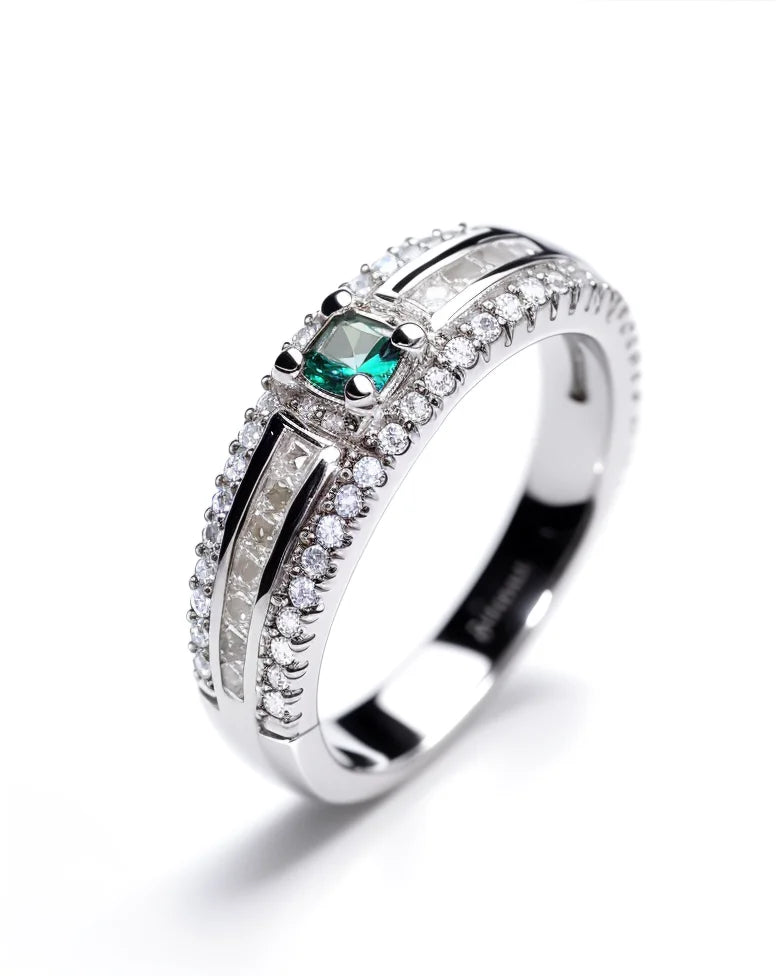 Stylish Rhodium Plated Fine Jewelry for Women Fashionable Rings & Pendants & Charms with Zircon for Parties